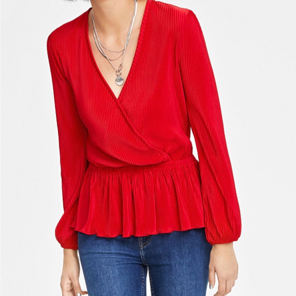 Women's Plissé Surplice-Neck Peplum Top, Created for Macy's